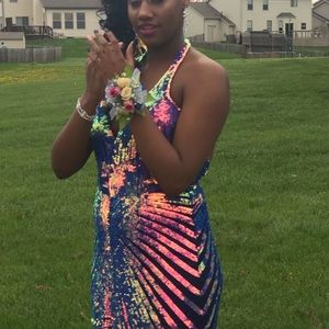 Long evening sequin dress